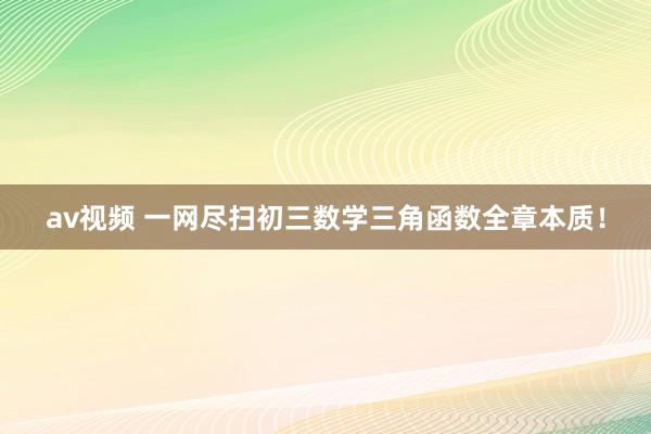 av视频 一网尽扫初三数学三角函数全章本质！