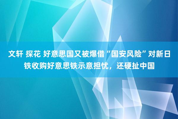 文轩 探花 好意思国又被爆借“国安风险”对新日铁收购好意思铁示意担忧，还硬扯中国