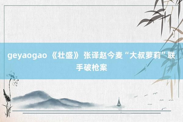 geyaogao 《壮盛》 张译赵今麦“大叔萝莉”联手破枪案