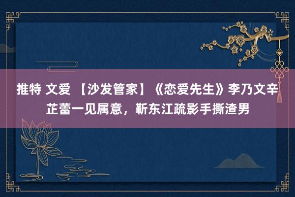 推特 文爱 【沙发管家】《恋爱先生》李乃文辛芷蕾一见属意，靳东江疏影手撕渣男